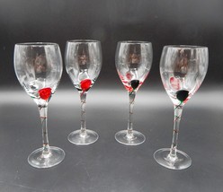 Pier 1 One Wine Glasses Red &amp; Green Teardrop Swirl Swirline Holiday Christmas - £29.86 GBP