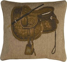 Throw Pillow Aubusson Equestrian 20x20 Bronze Beige Olive Green Down Feather - £310.94 GBP