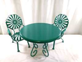 American Girl Doll Kit’s Patio Bistro Set Green Metal Table + 2 Chair 2012 - £46.16 GBP