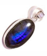 Blue Fire Labradorite Cabochon Oval Gemstone 925 Silver Handmade Bezel P... - $236.36 MXN