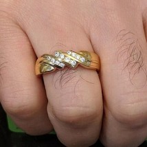 1.20Ct Round Cut Lab-Created Diamond Men&#39;s Wedding Ring 14k Yellow Gold Plated - £141.86 GBP