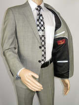 Men Suit BERLUSCONI Turkey Italian Wool 180's Glenn Plaid K167-06 Black White image 5