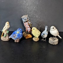 Bird Garden Ornaments Owl Parrot Wood and Ceramic Sparrow - £25.74 GBP