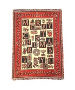 Christmas Tapestry Throw Blanket Goodwin Weavers 70 x 47 Fringe Red Gree... - $27.01 CAD