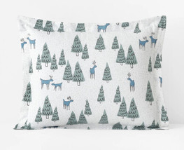 The Company Store NWT standard sham white blue velvet winter woods pillowcase E1 - £12.54 GBP