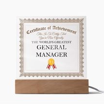 World&#39;s Greatest General Manager - Square Acrylic Plaque With LED Lights - £39.92 GBP