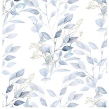 Removable Vinyl Wallpaper - Light Blue Floral Leaf for Renter-Friendly D... - $22.72