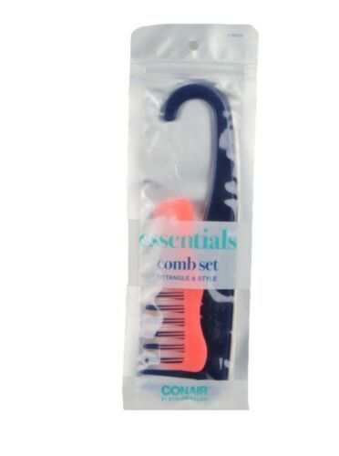 Comb Set Conair Essentials Comb Set Detangle &amp; Style Navy/Peach 93380T20 - $3.65