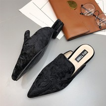 Fashion Embroidery Mules Women  Slides Half Slippers 3d Embroider Velvet Shoes L - £38.90 GBP