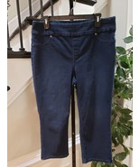 Chico&#39;s Womens Blue Solid Cotton Perfect Stretch Soft Jegging Capri Jean... - $35.32 CAD