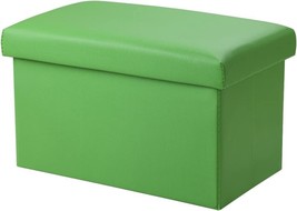 Leather Ottoman Foot Stool Folding Storage Bench Rest Seat Chest Box Green Home - £31.89 GBP