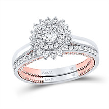 14kt Two-tone Gold Round Diamond Bridal Wedding Ring Set 1 Ctw (Certified) - £1,185.40 GBP