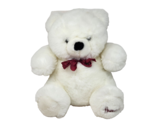 VINTAGE HARRODS WHITE TEDDY BEAR RED BOW SITTING STUFFED ANIMAL PLUSH TOY - £60.17 GBP