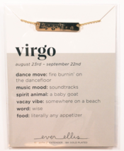 Virgo Zodiac Bar Necklace 18K Gold Plated Ever Ellis 16in Aug 23- Sep 22 - £11.64 GBP