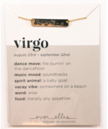 Virgo Zodiac Bar Necklace 18K Gold Plated Ever Ellis 16in Aug 23- Sep 22 - $276.40 MXN