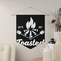 Unleash the Adventure: &quot;Let&#39;s Get Toasted&quot; Campfire Pennant with Witty H... - £21.03 GBP