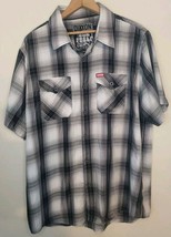 Dixxon Flannel XL Bamboo Blend Gray Plaid Short Sleeve Button Shirt - $42.06