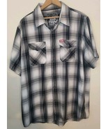Dixxon Flannel XL Bamboo Blend Gray Plaid Short Sleeve Button Shirt - £33.70 GBP