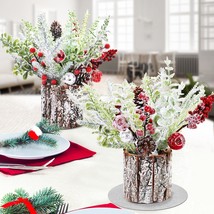 2 Pack Christmas Table Decorations 14 Inch Christmas Centerpiece Small Potted Ch - £50.39 GBP