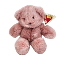 12&quot; Vintage Dakin 1990 Heart Gem Pink Teddy Bear Stuffed Animal Plush Toy W Tag - £52.39 GBP