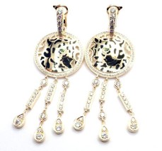 Authentic! Cartier Panther 18k Yellow Gold Diamond Lacquer Tsavorite Earrings - £23,494.15 GBP