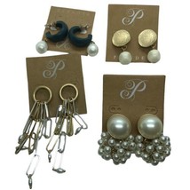 Lot of 4 Plunder Earrings Dangle Creamy Beads cha cha statement - £11.67 GBP