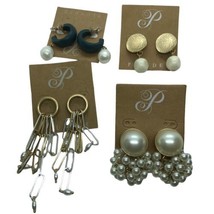 Lot of 4 Plunder Earrings Dangle Creamy Beads cha cha statement - £11.15 GBP