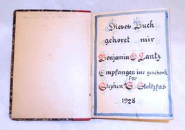 1928 Hand Drawn Pennsylvania German Bookplate Benjamin Lantz 1916 Religious Book - £93.52 GBP