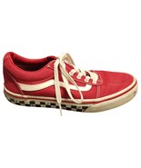 VANS Low Top Sneaker Shoes Youth Size 4 Red Canvas Checked Sole Lace Up ... - $23.02
