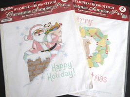 Christmas Cross Stitch Sampler Kits - Santa - Wreaths - Welcome to Our H... - $19.99