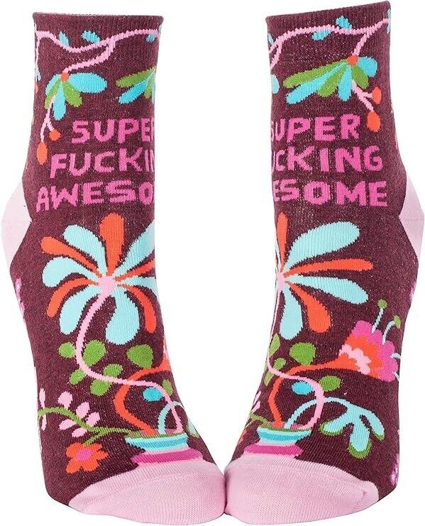 Blue Q Women&#39;s Novelty Ankle Socks Super F--king Awesome women&#39;s shoe si... - $13.85