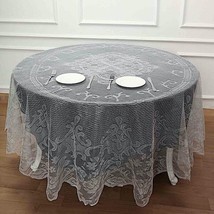 Ivory 90&quot;&quot; Premium Lace Round Tablecloth Wedding Party Catering Decorations Sale - £15.63 GBP