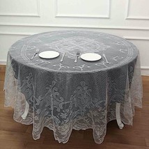 Ivory 90&quot;&quot; Premium Lace Round Tablecloth Wedding Party Catering Decorations Sale - £15.68 GBP