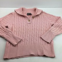 American Living Womens Pink Cable Chain Knit Long Sleeve Sweater Shirt Large - £27.96 GBP