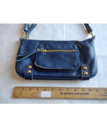 Linea Pelle Studded Blue 100 % Leather Crossbody Shoulder Handbag Purse EUC - £19.44 GBP