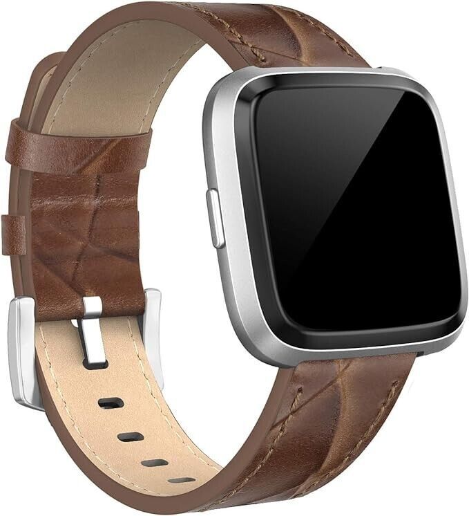 Leather Bands Compatible for Versa Small &amp; Large with Stainless Steel Bu... - $4.94