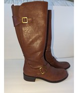 Vegan Brown Leather Boot Shoe Trendy Office Party Winter Fall Motorcycle... - $465.81 MXN