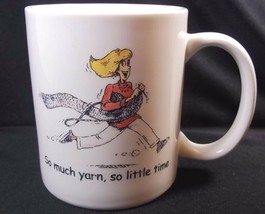 Ceramic coffee mug running female knitter So much yarn so little time 10 oz - £5.37 GBP