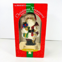 Vintage 7&quot; Brass Key Glass Christmas Ornament Present Santa Garland Hand Crafted - £23.94 GBP