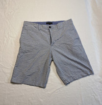 Banana Republic Striped Shorts Men’s Waist 34 Gray Blue Flat Front Pockets - $13.55