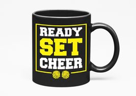 Ready, Set, Cheer With Graphic Pompoms Design, Black 11oz Ceramic Mug - £17.45 GBP+