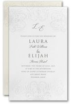 Traditional Wedding Invitations Embossed Scroll Flourishes Initials Monogram - £268.24 GBP
