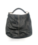 Lucky Brand Large Black Leather Hobo Shoulder Bag Whipstitch Purse 13"H ... - $57.79