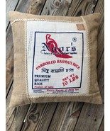 Upcycled Rice Bag/Natural Burlap Pillow Cover 19.5” X 19.5” - £31.16 GBP