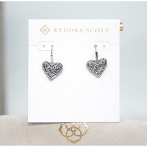 Kendra Scott Ari Heart Platinum Drusy Rhodium Plated Dangle Earrings NWT - $73.76