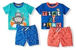 Baby and Toddler Boys 4-Piece Shorts &amp; Shirt Set for Casual Dress Up or ... - £19.08 GBP