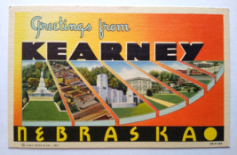 Greetings From Kearney Nebraska Postcard Large Letter Curt Teich Unused Vintage - £9.45 GBP