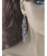 Large Rhinestone Crystal Earrings | 4 Inch Chandelier Statement Drop Dangle - $723.71 MXN