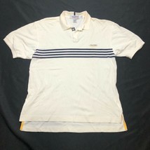 Vintage Nautica Competition Polo Shirt Mens XL White Navy Blue Striped C... - $14.01