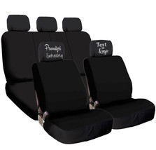 For KIA Black Cloth Car Truck Seat Cover with Personalize Headrest Covers Set - £33.62 GBP